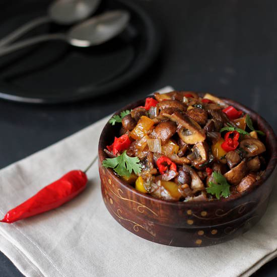 Mushroom Chili Fry - Recipe photo by Flavors of Mumbai
