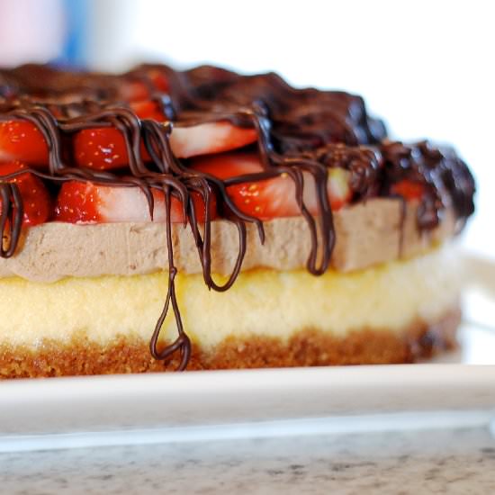 Strawberry Layered Cheesecake - Recipe photo by maynardmade
