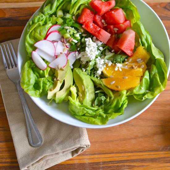Spring Salad with Watermelon + Feta - Recipe photo by foodieontherun