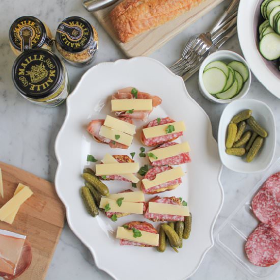 Salami and Emmentaler Crostini - Recipe photo by Hip Foodie Mom