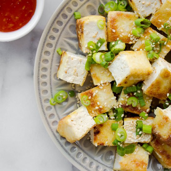 Crispy Tofu w/ Scallions - Recipe photo by Gluten Free Blondie