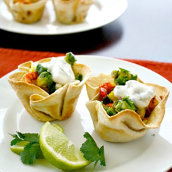Shrimp Tacos in Tortilla Cups - Recipe photo by thecravegallery