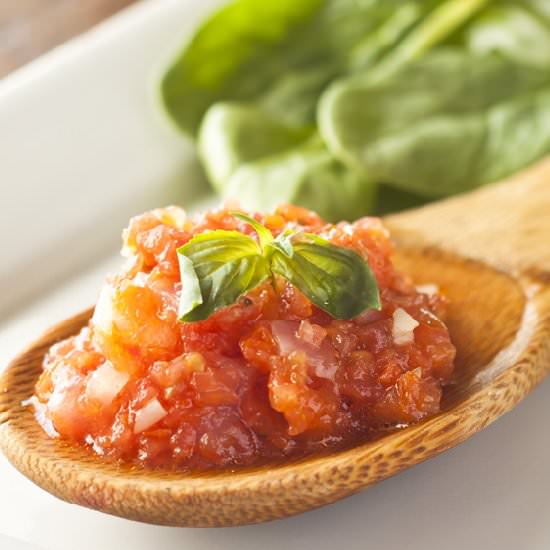 Fresh Tomato Sauce - Recipe photo by LowCarbHighFatRecipes.com