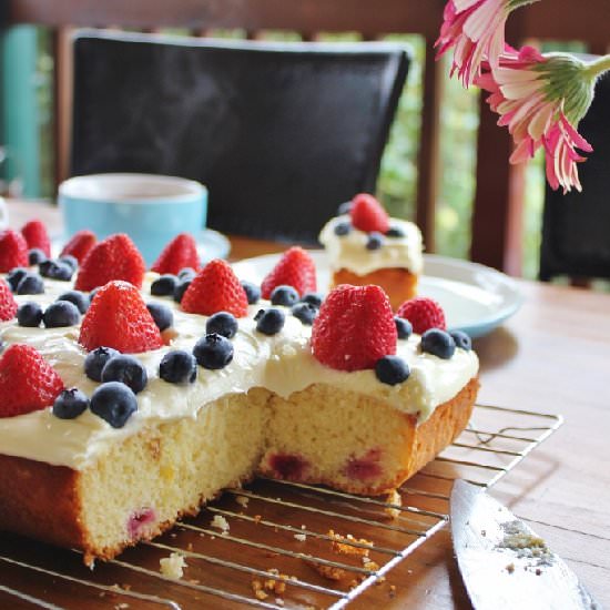Raspberry Lemon Tray Cake - Recipe photo by bakingwithgab