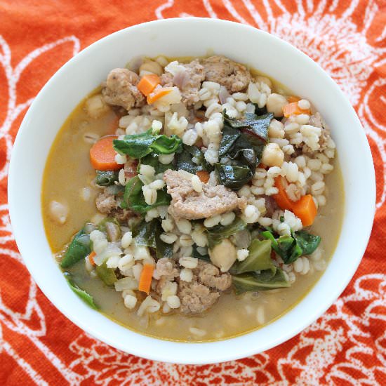 Barley & Turkey Sausage Veggie Soup - Recipe photo by lisacheesykitchen