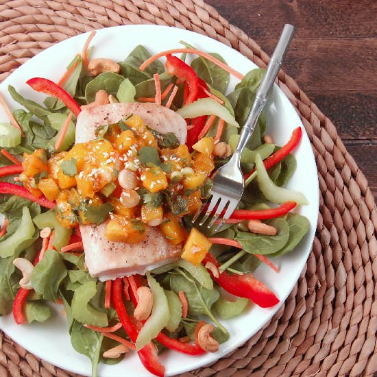 Mahi Mahi Salad with Mango Salsa - Recipe photo by MargaritasInTheRain