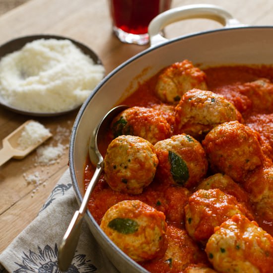 Chicken Meatballs with Fresh Pasta - Recipe photo by ktphotogirl