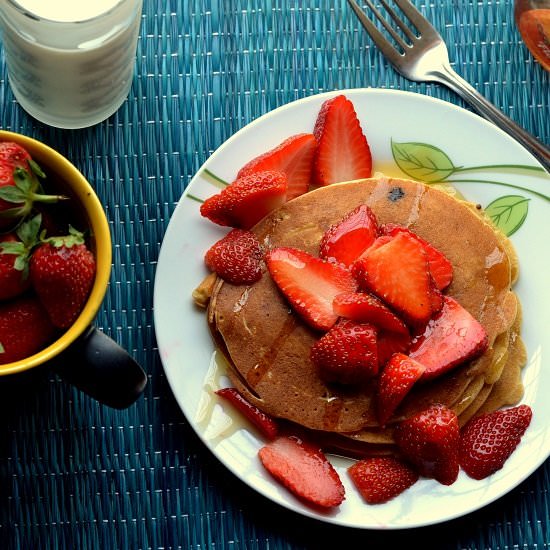 Whole Wheat Peanut Butter Pancakes - Recipe photo by ashmita_s