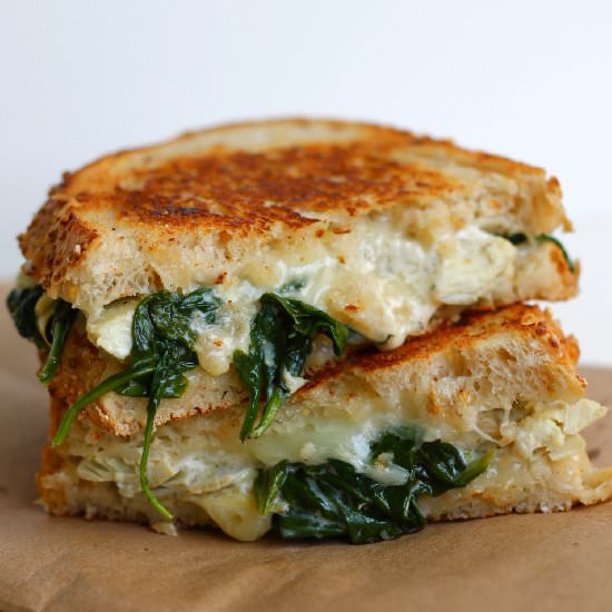 Spinach & Artichoke Grilled Cheese - Recipe photo by Confectionary Tales