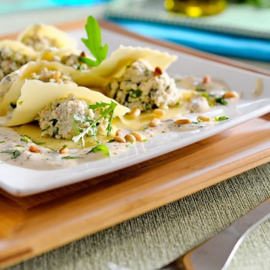 Open ravioli with smoked trout - Recipe photo by bazyliaczywanilia