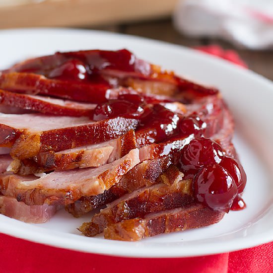 Cherry and Brown Sugar Glazed Ham - Recipe photo by taste and tell