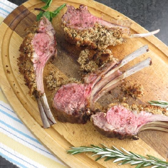Rack of Lamb with Herb Crust - Recipe photo by garlic and zest