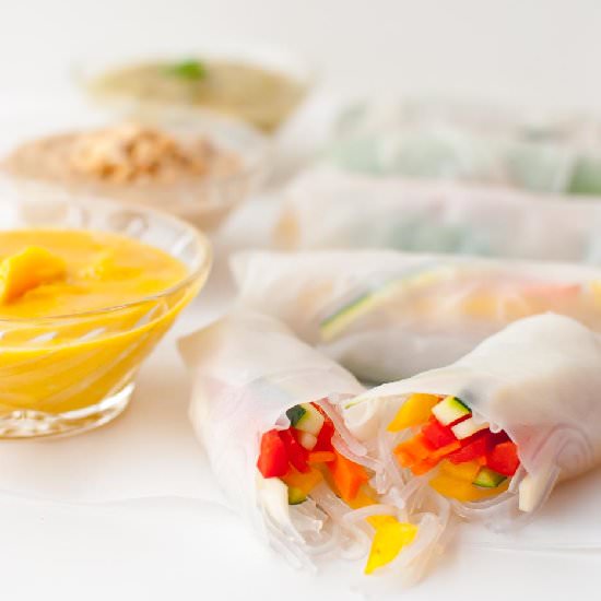 Fresh Veggie Spring Rolls - Recipe photo by slimpickinskitchen