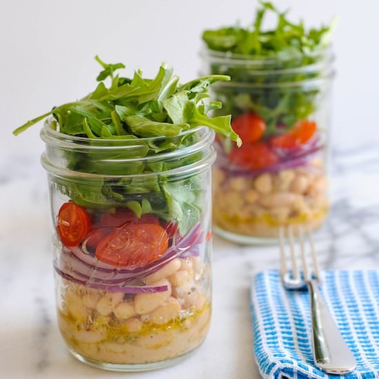 Marinated White Bean Salad Jars - Recipe photo by foxeslovelemons