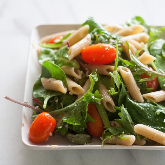 Pasta and Baby Greens Salad - Recipe photo by cookiesorbiscuits
