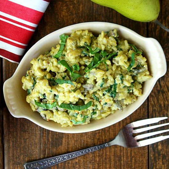 Cheesy Spinach and Mushroom Rice - Recipe photo by thehealthyfamilyandhome