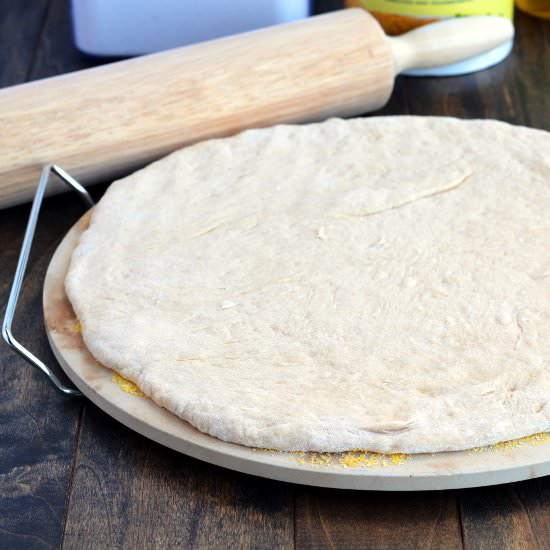 No Knead, No Rise Pizza Dough - Recipe photo by garnishandglaze