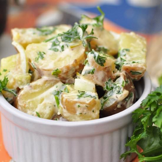 Purple-Skinned Potato Salad - Recipe photo by thevegetarianginger
