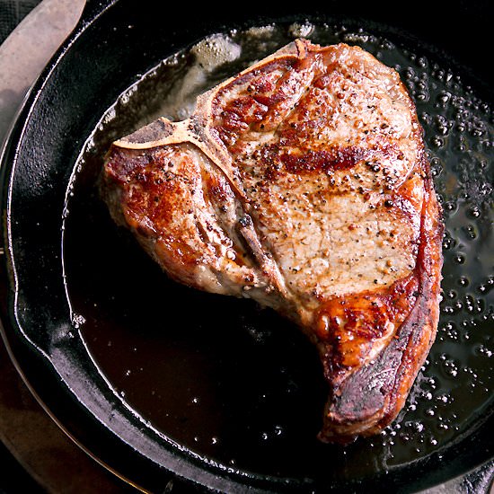 T-Bone Steak with Balsamic Onions - Recipe photo by SippitySup