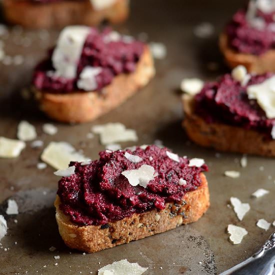 Beet Pesto Toasts - Recipe photo by coffeeandquinoa
