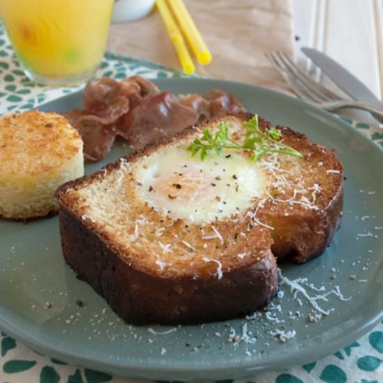 Brioche 'Egg in a Hole' - Recipe photo by InMyRedKitchen