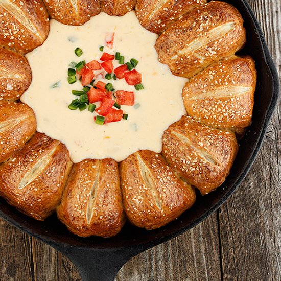 Warm Pretzel Rolls with Cheese Dip - Recipe photo by seasonsandsuppers