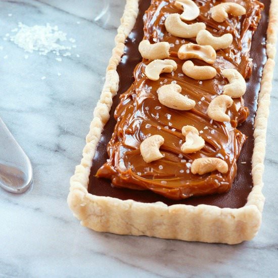 Salted Cashew-Bittersweet Choc Tart - Recipe photo by URBANBAKES
