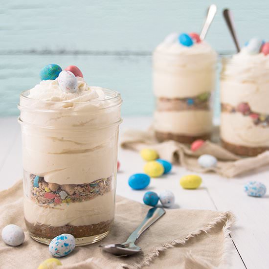No Bake Malted Cheesecake Jars - Recipe photo by siftandwhisk