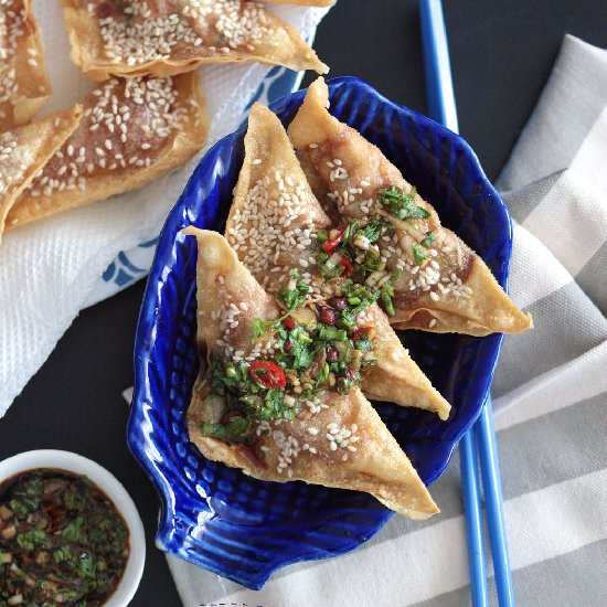 Chicken & Tofu Wontons + Sauce - Recipe photo by aapplemint