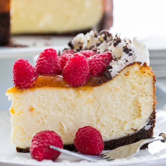 Raspberry Apricot Cheesecake - Recipe photo by NatashasKitchen.com