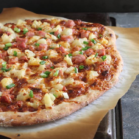 BBQ Hawaiian Pizza - Recipe photo by Running to the Kitchen
