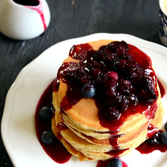 Blueberry Lemon Buttermilk Pancakes - Recipe photo by manjumahadevan