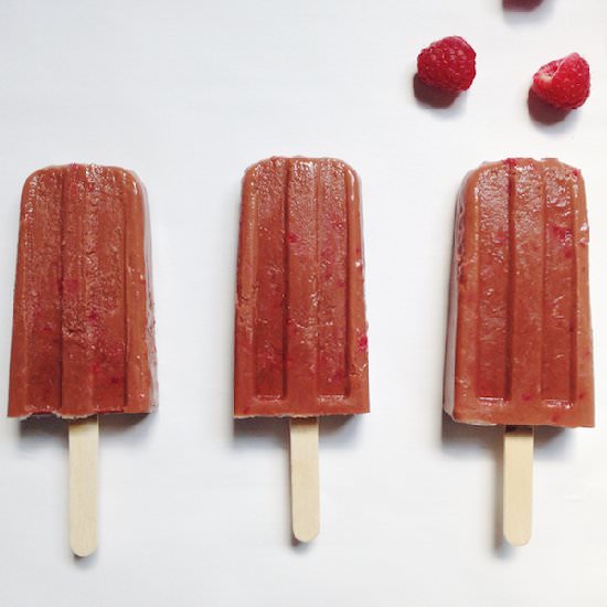 Vegan Dark Choc Rasp Fudgsicles - Recipe photo by AdventuringVegan