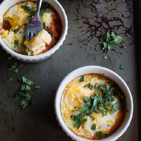 Salsa Baked Eggs - Recipe photo by catzinthekitchen