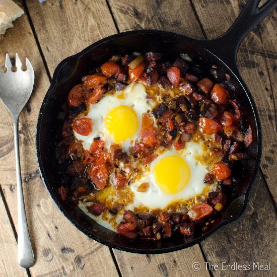 Chorizo Tomato and Egg Skillet - Recipe photo by The Endless Meal