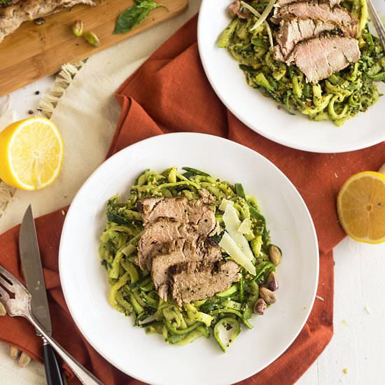 Pistachio Pesto Zucchini Noodles - Recipe photo by foodfaithfitness