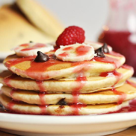 Banana, Dark Chocolate Chip Pancake - Recipe photo by Cherished Bliss
