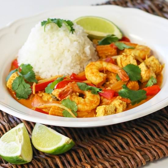 Shrimp and Tofu Coconut Curry - Recipe photo by chef julie yoon