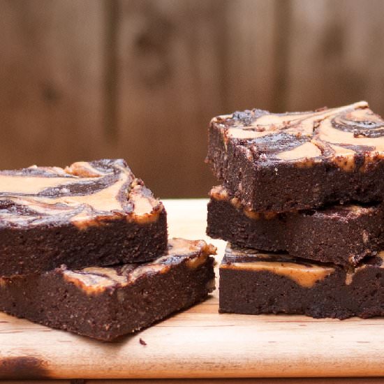 Peanut Butter Swirl Brownies - Recipe photo by preheatto350.com