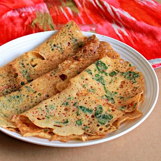 Lentil-Spinach Crepes - Recipe photo by Aromatic Cooking