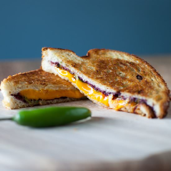 Spicy Boysenberry Grilled Cheese - Recipe photo by lasxrcista