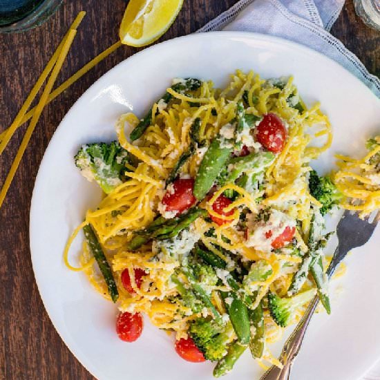 Almond Ricotta Pasta & Vegetables - Recipe photo by She Likes Food