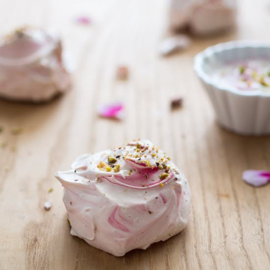 Rosewater Meringues - Recipe photo by bakenoir