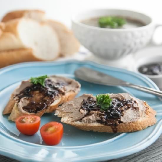 Chicken Liver Pate with Shallot Jam - Recipe photo by moonberry