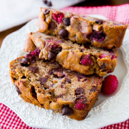 Chocolate Raspberry Banana Bread - Recipe photo by sallysbakingaddiction