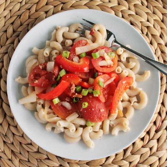 Tomato Pepper Pasta Toss - Recipe photo by LazyGlutenFree