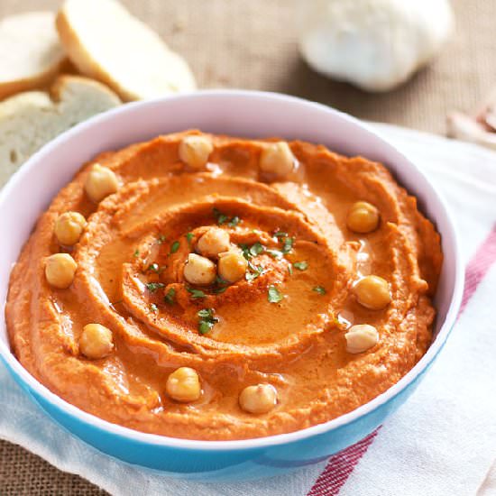 Roasted Red Pepper Hummus - Recipe photo by Leelalicious