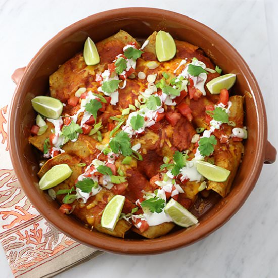 Chorizo & Potato Enchiladas - Recipe photo by Something New For Dinner