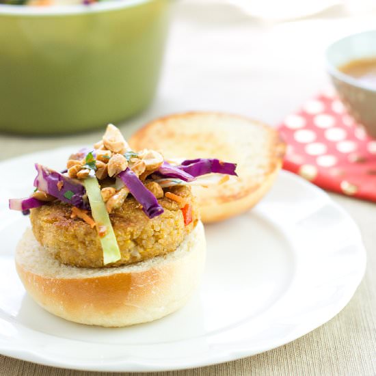 Thai Veggie Burgers Peanut Sauce - Recipe photo by clstar