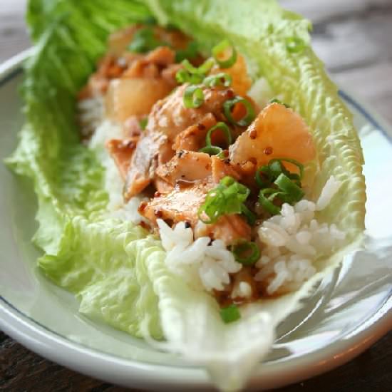 Salmon Grapefruit Rice Lettuce Boat - Recipe photo by culinarytribune